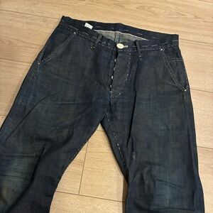 NEW Rogan Y2K Dark Wash Faded Contrast Stitch Selvedge Funnel Jean Size 33x33